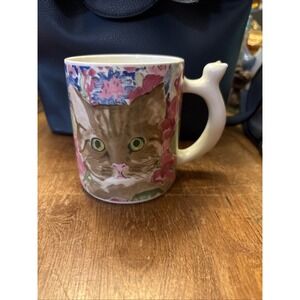 Vintage Cat Mug with Cat Handle, Minou-ettes by C. Pradalie  Excellent Condition